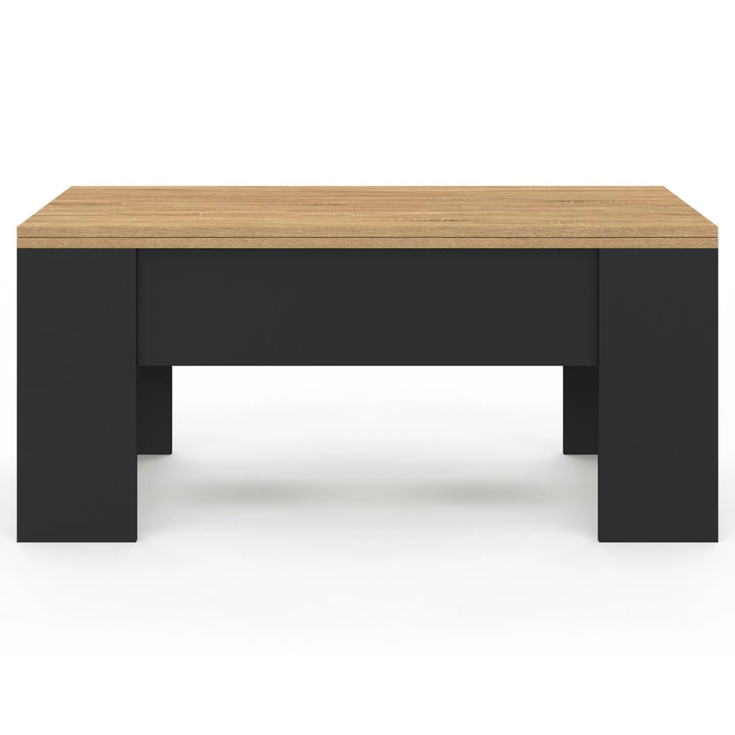 Table basse plateau relevable rectangulaire bois noir et imitation hêtre*IDMarket Best