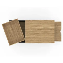 Table basse rectangulaire plateau relevable bois et noir plateau amovible avec coffre*IDMarket