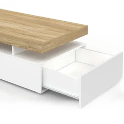 Table basse rectangulaire 2 tiroirs blanc*IDMarket Sale