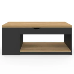 Table basse rectangulaire convertible en table à manger noire et façon hêtre*IDMarket Best