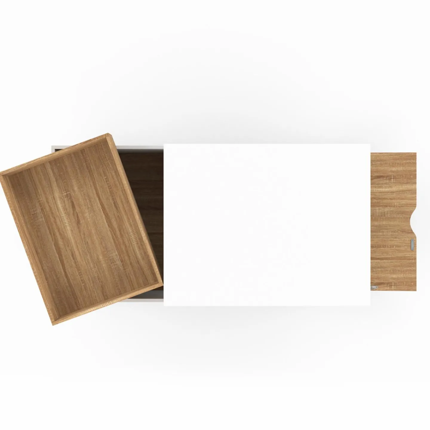Table basse rectangulaire bois et blanc plateau relevable et coffre*IDMarket Clearance