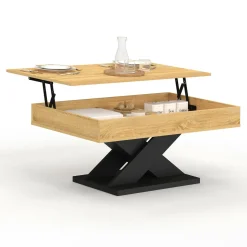 Table basse rectangulaire plateau relevable pied noir*IDMarket