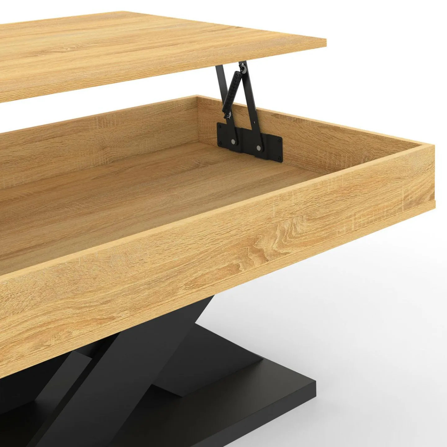 Table basse rectangulaire plateau relevable pied noir*IDMarket