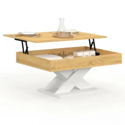 Table basse rectangulaire plateau relevable pied blanc*IDMarket Best
