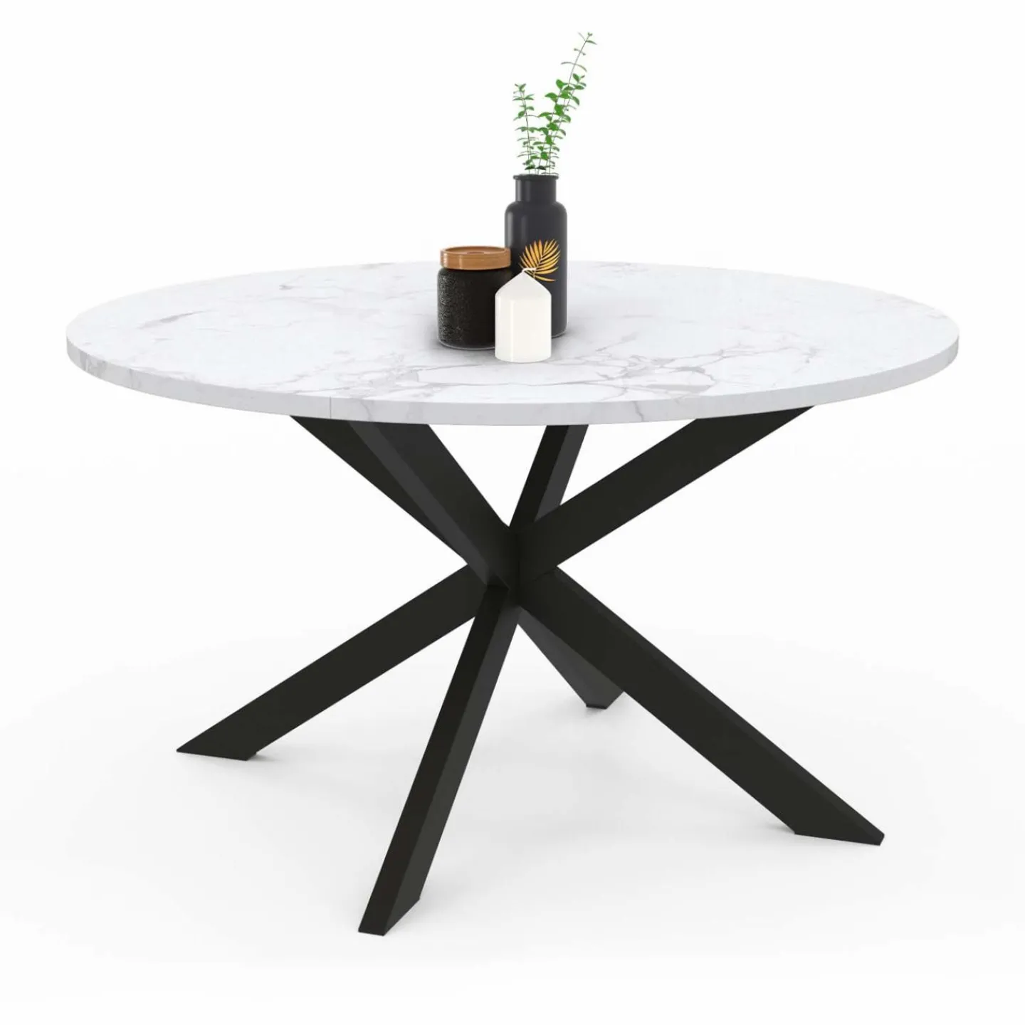 Table basse ronde avec plateau effet marbre blanc 70 cm*IDMarket Clearance