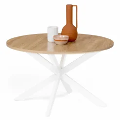 Table basse ronde bois et blanche industrielle*IDMarket Best