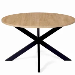 Table basse ronde bois et noir pied araignée*IDMarket