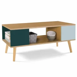 Table basse scandinave bois, vert clair et vert foncé*IDMarket New