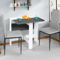 Table console blanche et grise en bois*IDMarket