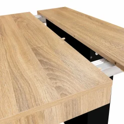 Table console extensible bois et noir*IDMarket