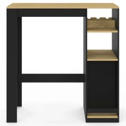 Table de bar 2 personnes bois et noir avec placard et range bouteilles*IDMarket Online