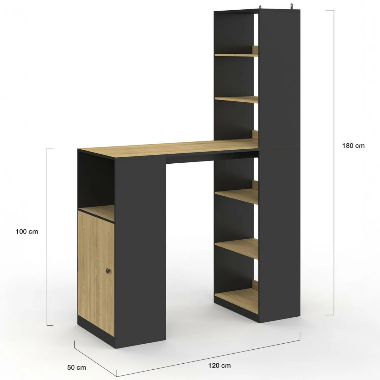 Table de bar avec rangements noir et bois*IDMarket Outlet