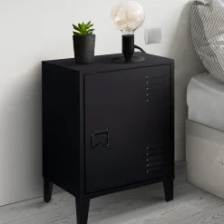 Table de chevet casier métal noir*IDMarket Discount
