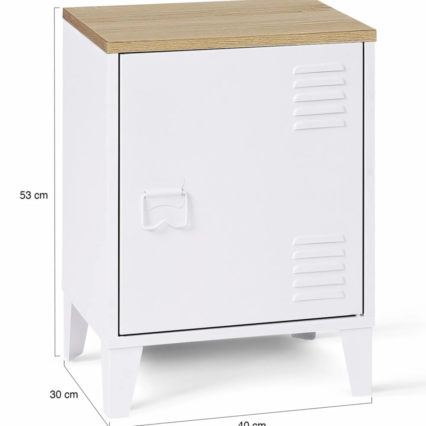 Table de chevet industrielle porte métal et plateau imitation hêtre*IDMarket
