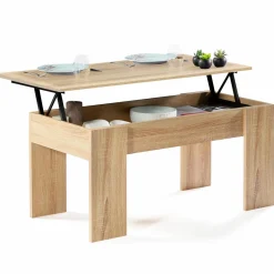 Table de salon avec plateau relevable bois imitation hêtre*IDMarket Best