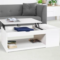 Table de salon avec plateau relevable blanche*IDMarket Hot