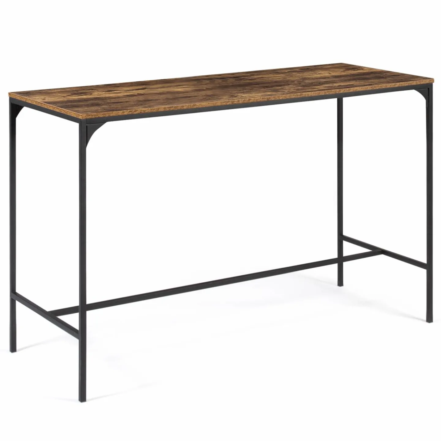 Table haute avec 6 tabourets bois effet vieilli*IDMarket