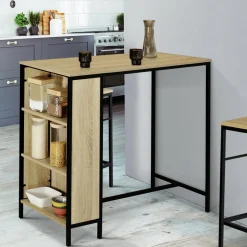 Table haute avec tabourets pour 2 style industriel*IDMarket Online