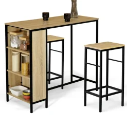 Table haute avec tabourets pour 2 style industriel*IDMarket Online