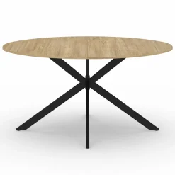 Table industrielle 8 personnes ovale bois et pied araignée noir 150 cm*IDMarket