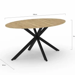 Table industrielle 8 personnes ovale bois et pied araignée noir 150 cm*IDMarket