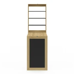 Table murale pliable MACCHIA avec étagères et tableau craie 2 personnes bois et noir*IDMarket Sale