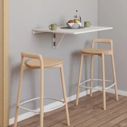 Table murale rabattable bois blanc 2 personnes L.70cm*IDMarket New