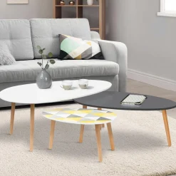Tables basses de salon gigognes scandinaves ovales*IDMarket Online