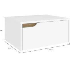 Tables de chevet murales suspendues blanches : lot de 2*IDMarket New