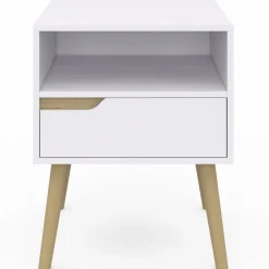 Tables de chevet scandinaves avec 1 tiroir blanches et bois*IDMarket Outlet