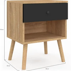 Tables de chevet scandinaves hêtre et noir : lot de 2*IDMarket Online