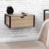 Tables de chevet suspendues bois et métal style industriel*IDMarket New