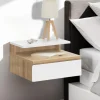 Tables de chevet suspendues bois façon hêtre et blanches*IDMarket Discount
