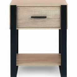 Tables de nuit industrielles bois et noir 1 tiroir*IDMarket Discount