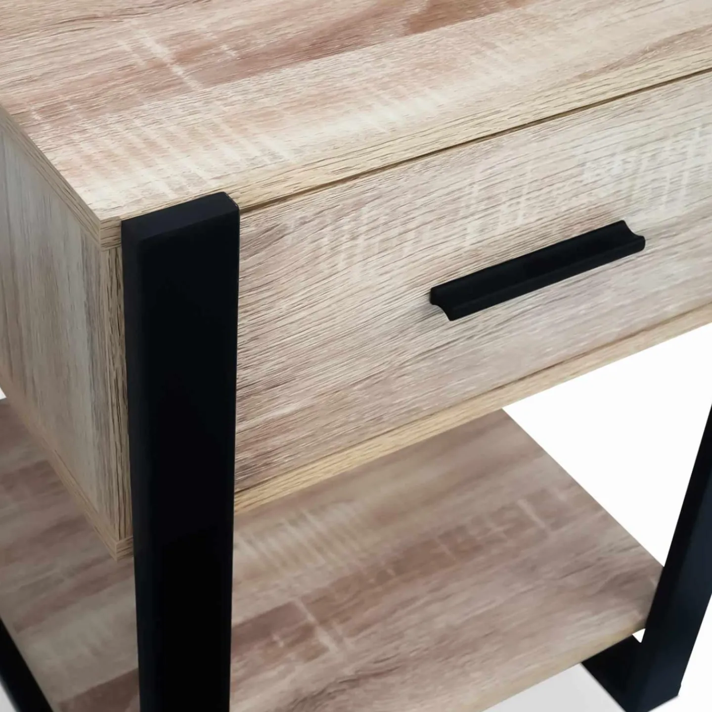Tables de nuit industrielles bois et noir 1 tiroir*IDMarket Discount
