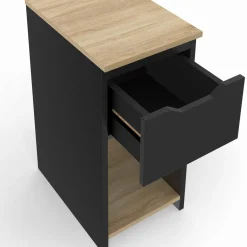 Tables de nuit noir et bois avec 1 tiroir*IDMarket New