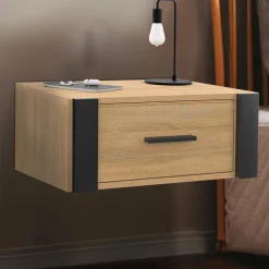 Tables de nuit suspendues industrielles avec tiroir et étagère*IDMarket Clearance