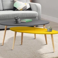 Tables de salon gigognes laquées jaune et grise*IDMarket Sale