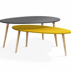 Tables de salon gigognes laquées jaune et grise*IDMarket Sale