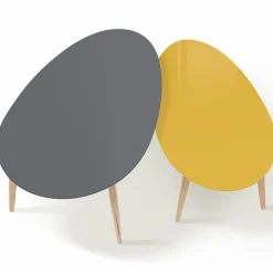 Tables de salon gigognes laquées jaune et grise*IDMarket Sale