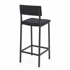 Tabourets de bar en velours et métal gris anthracite : lot de 4*IDMarket