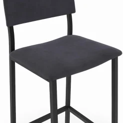 Tabourets de bar en velours et métal gris anthracite : lot de 4*IDMarket
