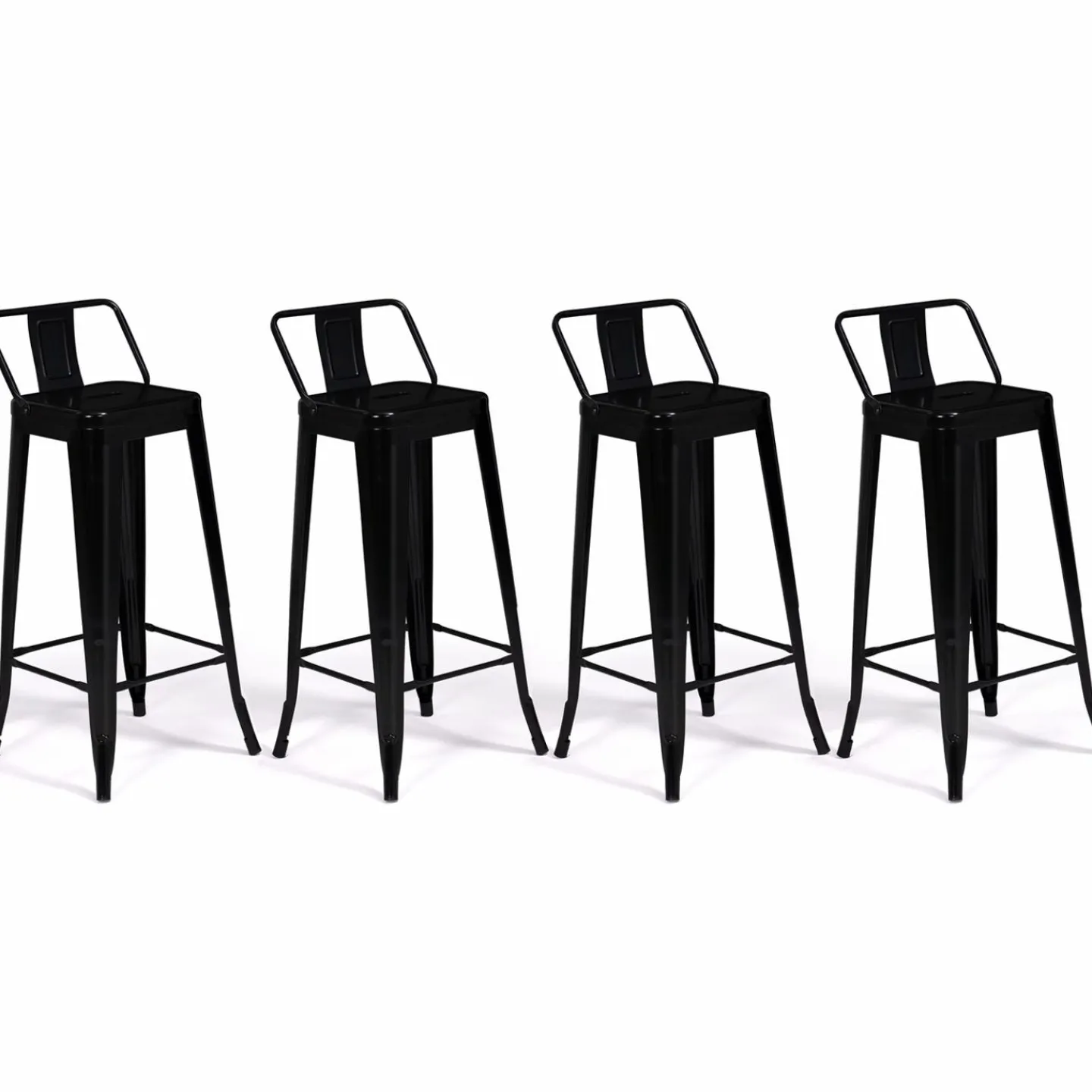 Tabourets de bar métal noir avec dossier*IDMarket Discount