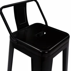 Tabourets de bar métal noir avec dossier*IDMarket Discount