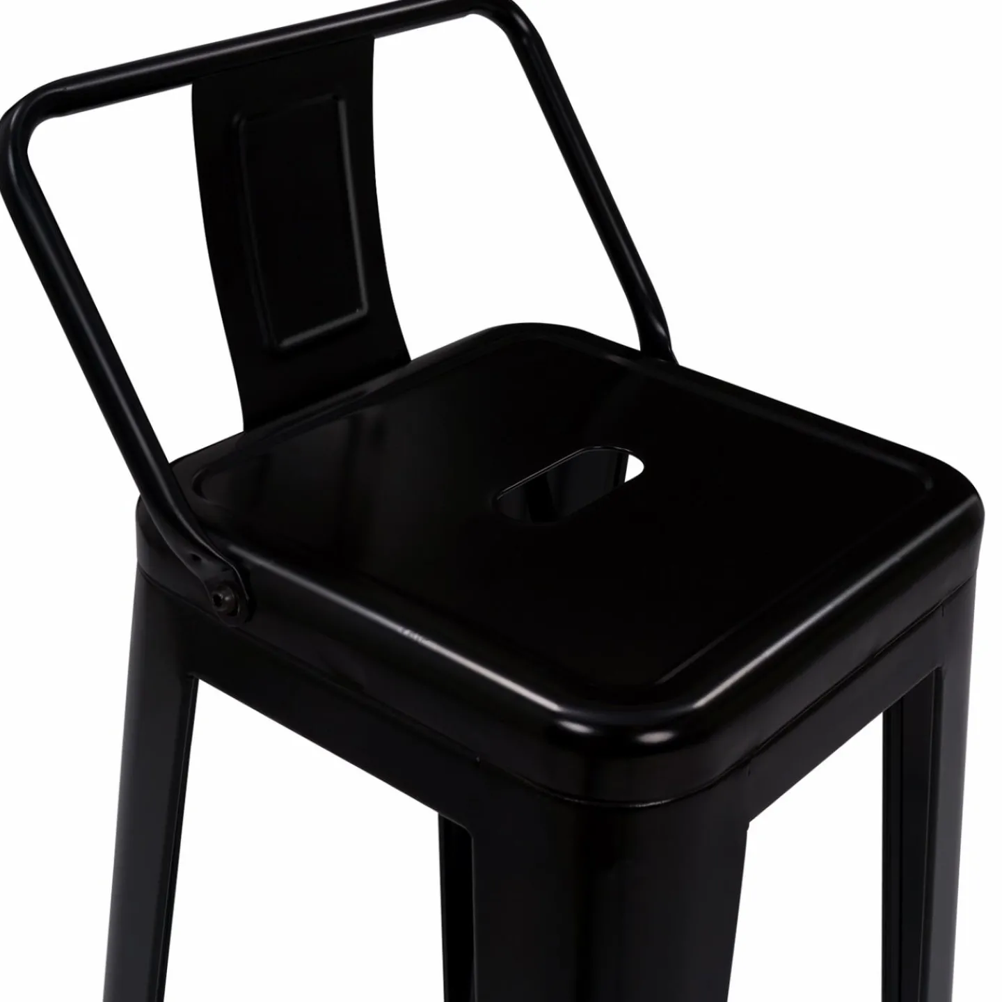 Tabourets de bar métal noir avec dossier*IDMarket Discount