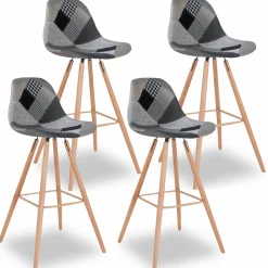 Tabourets de bar scandinaves patchworks noir, gris et blancs*IDMarket Outlet