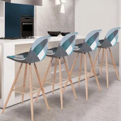 Tabourets de bar scandinaves bleu patchwork*IDMarket Hot