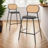 Tabourets de bar vintage métal noir et cannage*IDMarket Discount