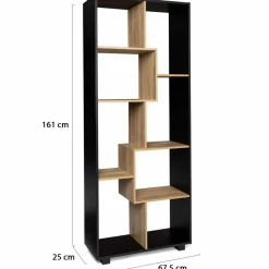 Étagère 161 cm double position bois imitation hêtre et noir*IDMarket