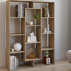 Étagère bibliothèque avec 11 compartiments effet bois*IDMarket